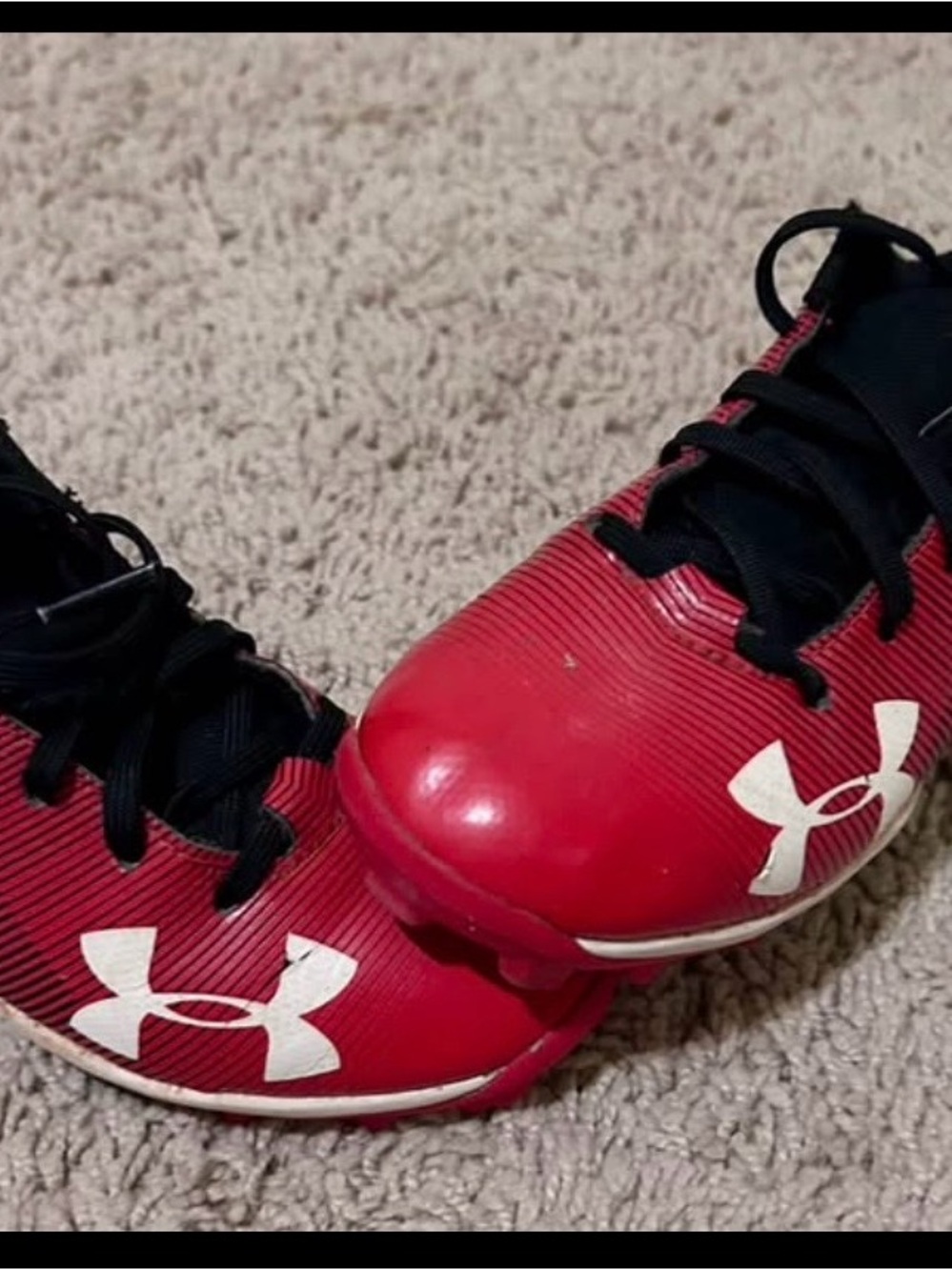 Under Armour Kids Red and Black Sports Cleats